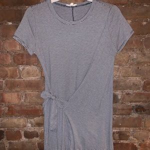 Striped Tie Front T-shirt Dress
